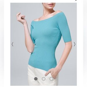 NWT White House Black Market Ribber Sweater in Turquoise size S